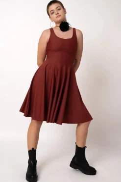 Performance Scoop Neck Comfort Crop Midi Dress - Burnt Copper