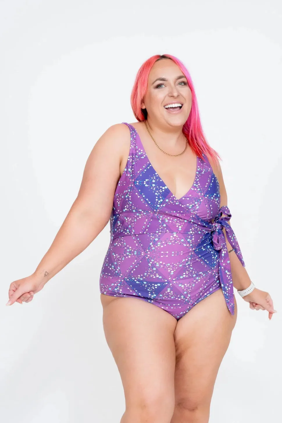 Performance Wrap One Piece W/ Extra Coverage Bottoms - Trance Purple