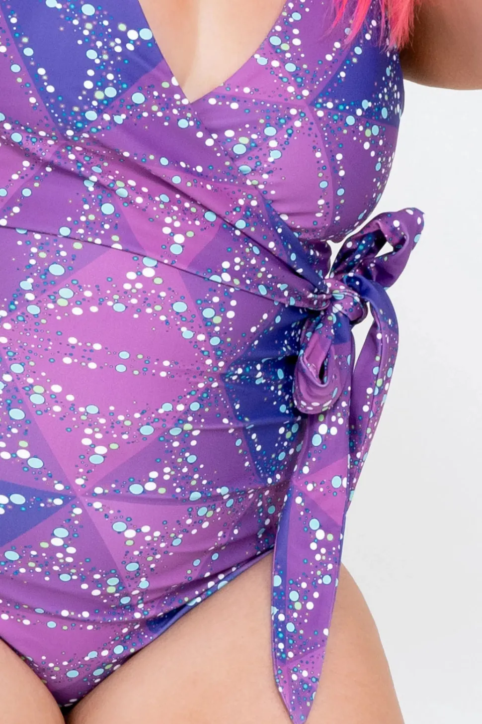 Performance Wrap One Piece W/ Extra Coverage Bottoms - Trance Purple