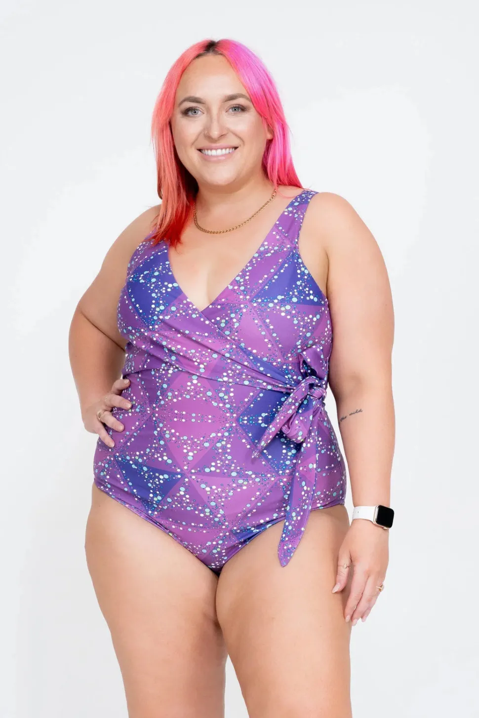 Performance Wrap One Piece W/ Extra Coverage Bottoms - Trance Purple