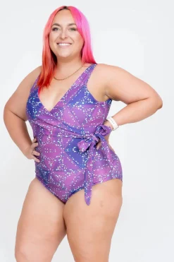 Performance Wrap One Piece W/ Extra Coverage Bottoms - Trance Purple