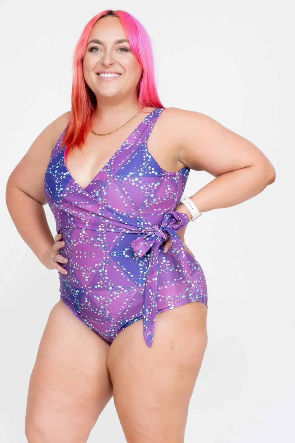 Performance Wrap One Piece W/ Extra Coverage Bottoms - Trance Purple