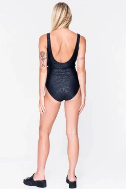 Performance Wrap One Piece W/ Extra Coverage Bottoms - Black Exotic Touch Jag