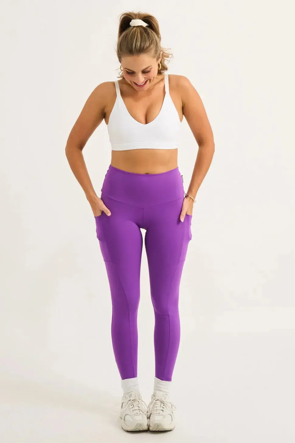 Purple Body Contouring - Panel Pocket High Waisted Leggings