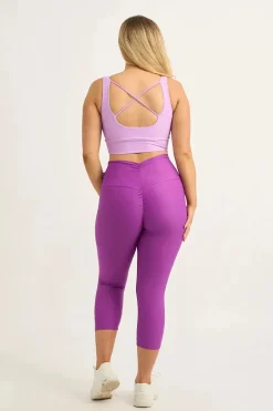 Purple Performance - Double Booty Scrunch High Waisted Capri Leggings