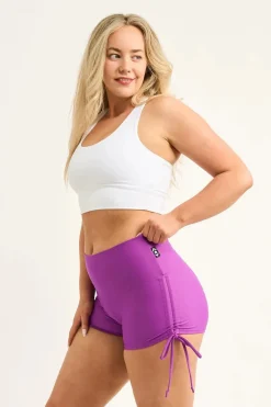 Purple Performance - High Waisted Tie Side Booty Shorts