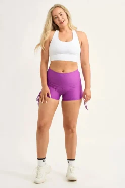 Purple Performance - High Waisted Tie Side Booty Shorts