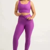 Purple Performance - Panel Pocket Drawstring High Waisted Leggings