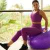 Purple Performance - Panel Pocket High Waisted Capri Leggings