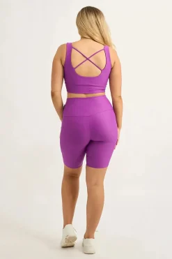 Purple Performance - Panel Pocket High Waisted Long Shorts