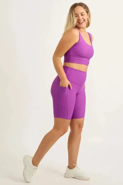 Purple Performance - Panel Pocket High Waisted Long Shorts