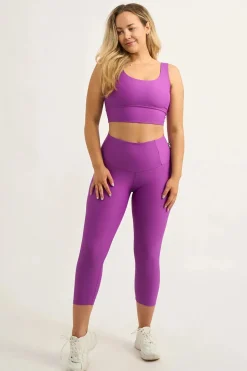 Purple Performance - Tummy Control High Waisted Capri Leggings