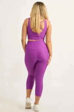 Purple Performance - Tummy Control High Waisted Capri Leggings