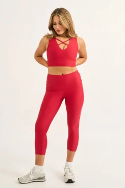 Red Performance - High Waisted Capri Leggings