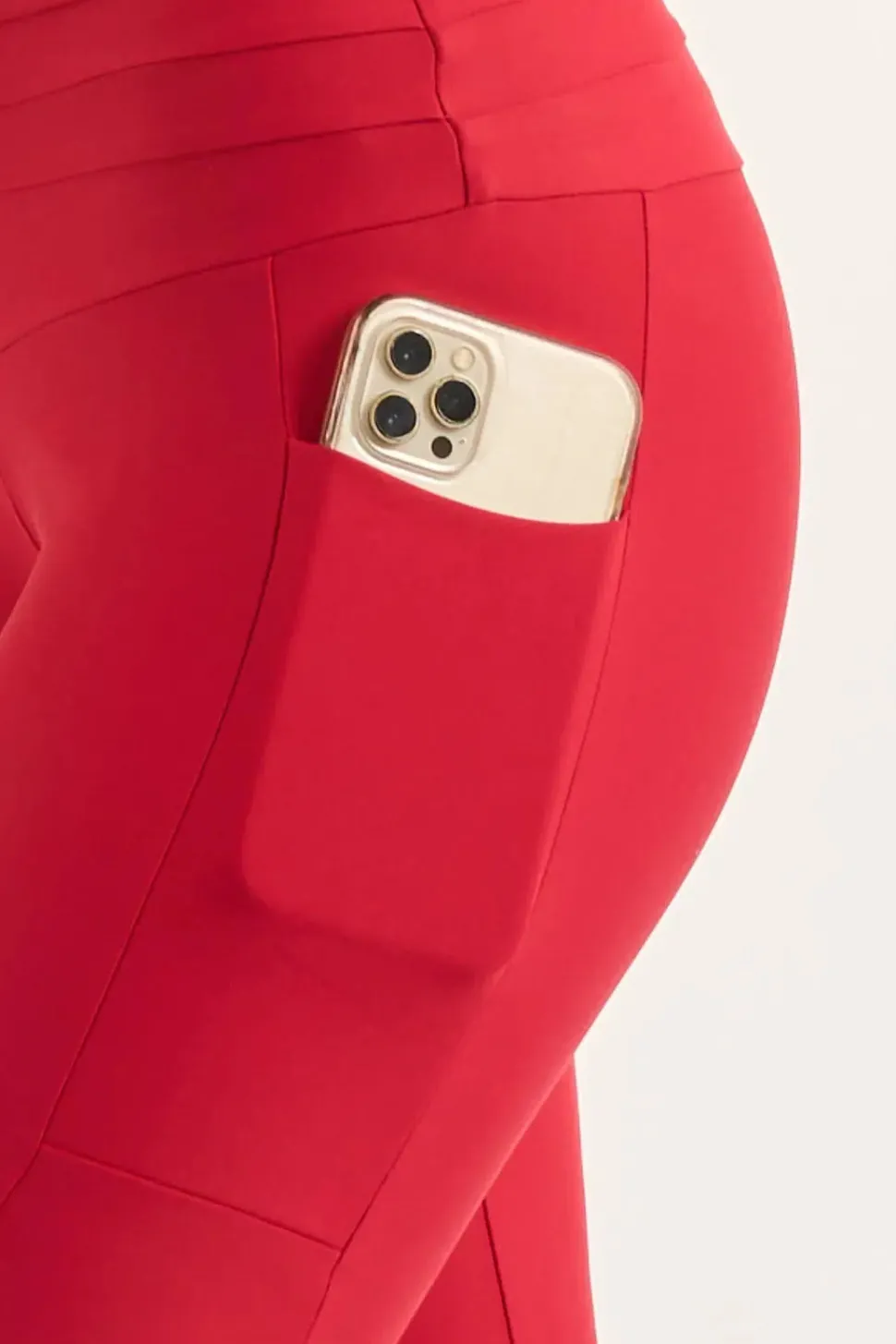 Red Performance - Panel Pocket Drawstring Capri Leggings
