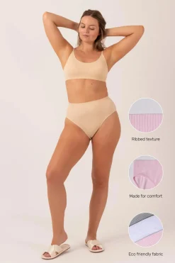 Sand Rib Seam Free - High Waist, High Leg Bikini Briefs