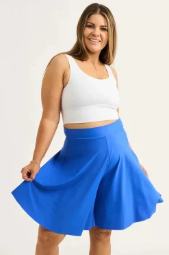 Silky Basketball Palazzo Short - Electric Blue