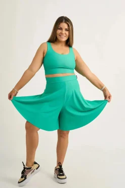 Silky Basketball Palazzo Short - Jade