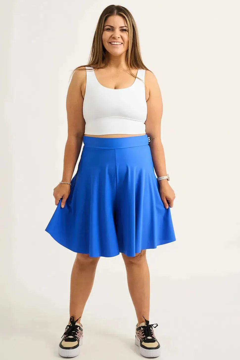 Silky Basketball Palazzo Short - Electric Blue