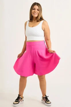 Silky Basketball Palazzo Short - Candy Pink
