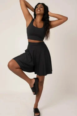 Silky Basketball Palazzo Short - Black
