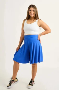 Silky Basketball Palazzo Short - Electric Blue