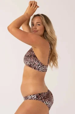 Silky Built Up Deep V Triangle Bikini Top - Natural Primal Animal