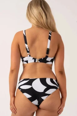 Silky Hipster Bikini Bottom - Black Geo Waves