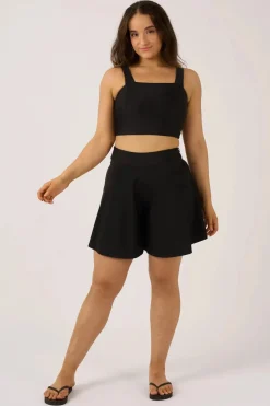 Silky Mini Palazzo Short - Black
