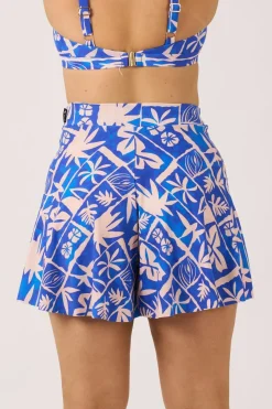 Silky Mini Palazzo Short - Blue Tiki