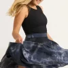 Silky Narrow Waisted Midi Skater Skirt W/ Pockets - Dark And Moody