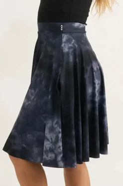 Silky Narrow Waisted Midi Skater Skirt W/ Pockets - Dark And Moody