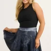 Silky Narrow Waisted Mini Skater Skirt - Dark And Moody