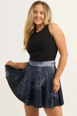 Silky Narrow Waisted Mini Skater Skirt - Dark And Moody
