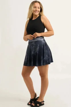 Silky Narrow Waisted Mini Skater Skirt - Dark And Moody
