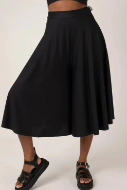 Silky Palazzo Culotte - Black