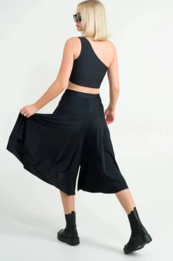 Silky Palazzo Culotte - Black