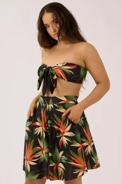 Silky Palazzo Short With Pocket - Black Tropico