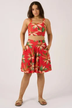 Silky Palazzo Short With Pocket - Flame Tropico
