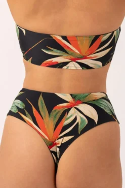Silky Reversible Bandeau Bow Bikini Top - Black Tropico