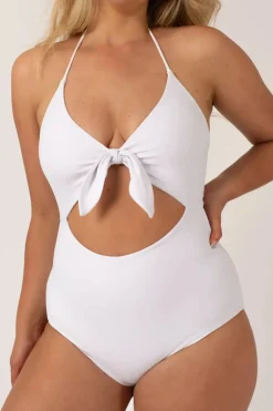 Silky Reversible Bralette One Piece W/ Extra Coverage Bottoms - White