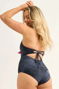 Silky Reversible Bralette One Piece W/ Extra Coverage Bottoms - Dark And Moody