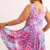 Silky Reversible Comfort Crop Midi Dress W/Pockets - Rainbow Jag
