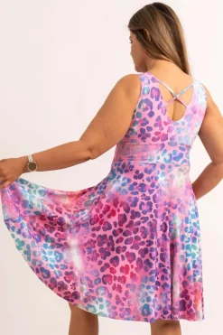 Silky Reversible Comfort Crop Midi Dress W/Pockets - Rainbow Jag