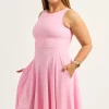 Silky Reversible Comfort Crop Midi Dress W/ Pockets - Pastel Pink