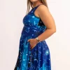 Silky Reversible Comfort Crop Midi Dress W/Pockets - Imagine Nation