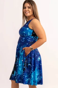Silky Reversible Comfort Crop Midi Dress W/Pockets - Imagine Nation