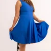Silky Reversible Comfort Crop Midi Dress W/ Pockets - Electric Blue
