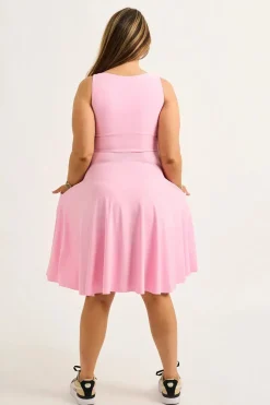 Silky Reversible Comfort Crop Midi Dress W/ Pockets - Pastel Pink