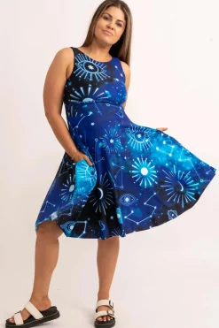 Silky Reversible Comfort Crop Midi Dress W/Pockets - Imagine Nation